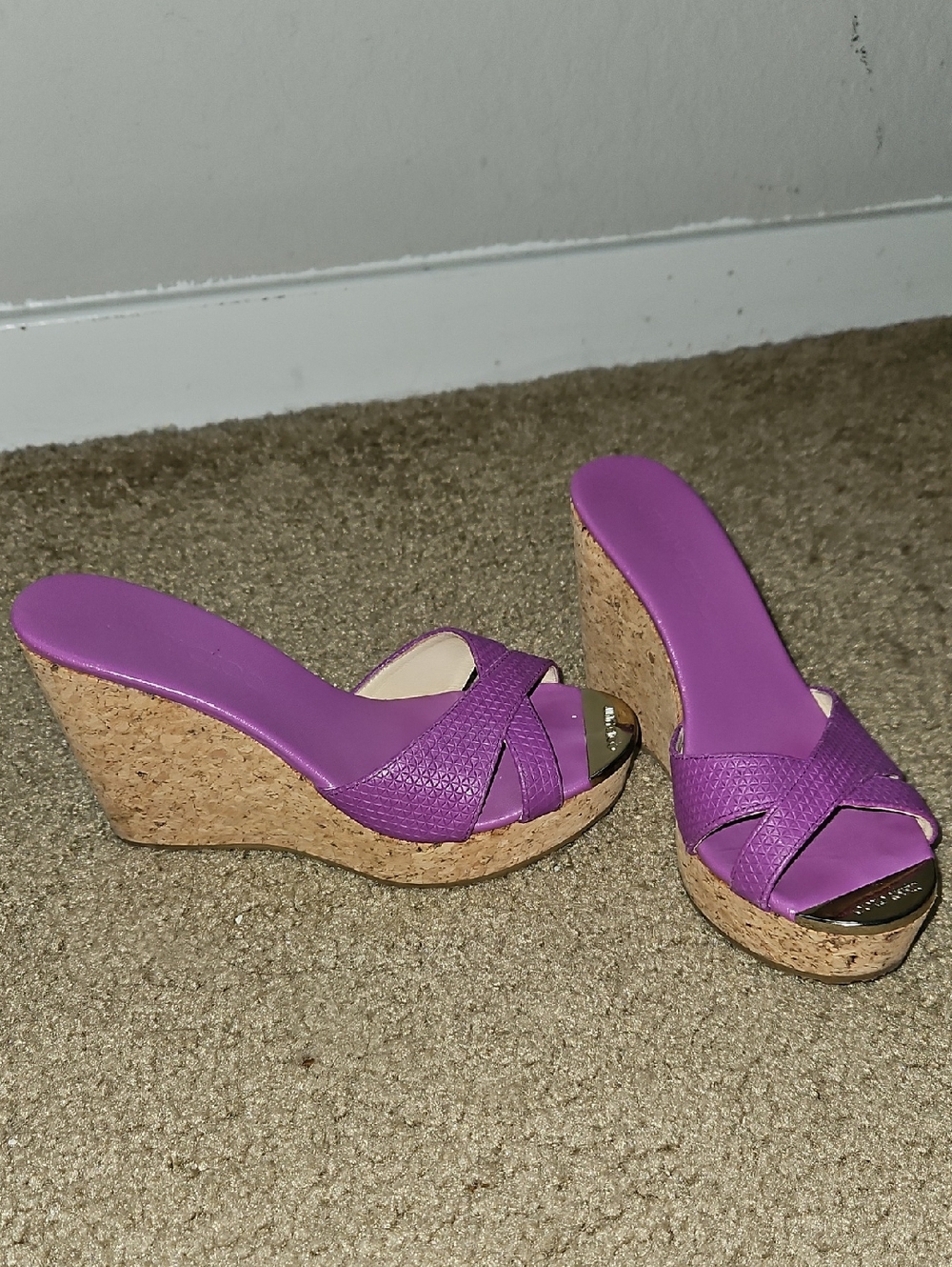 Purple Cork Wedge Jimmy Choo Slide 6